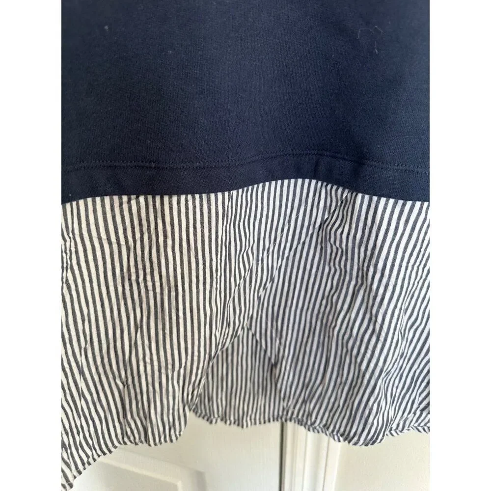 Derek Lam 10 Crosby Small Navy Faux Layered Sweater Top Casual Office Nautical